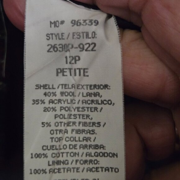 Sag Harbor Vintage Dark Academia Red Plaid Wool Blend Blazer Size 12p - Picture 7 of 7